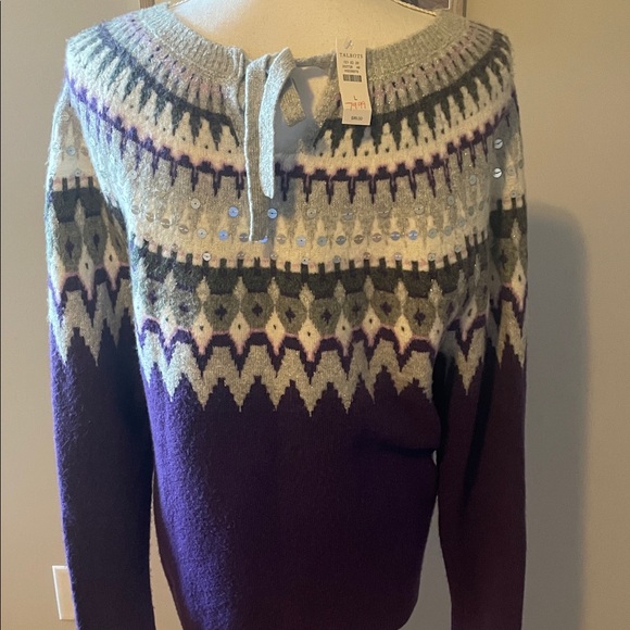 TALBOTSWomen's Purple FairIsle Sweater SZ Large NWT - Picture 4 of 7
